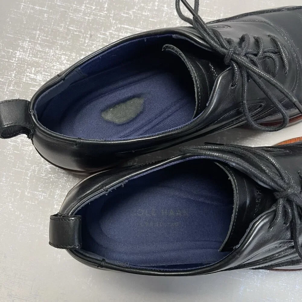 Cole Haan Men's 8.5 M‎ Black Leather Washington Grand 2.0 Oxford Shoes C28182